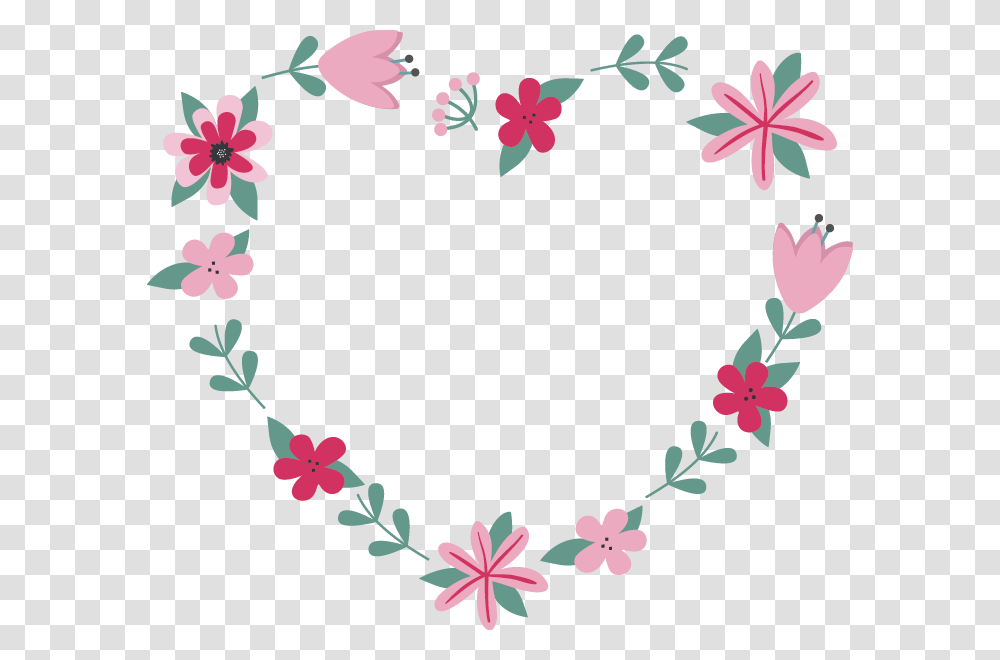 Flower Garland Heart, Floral Design, Pattern, Plant Transparent Png