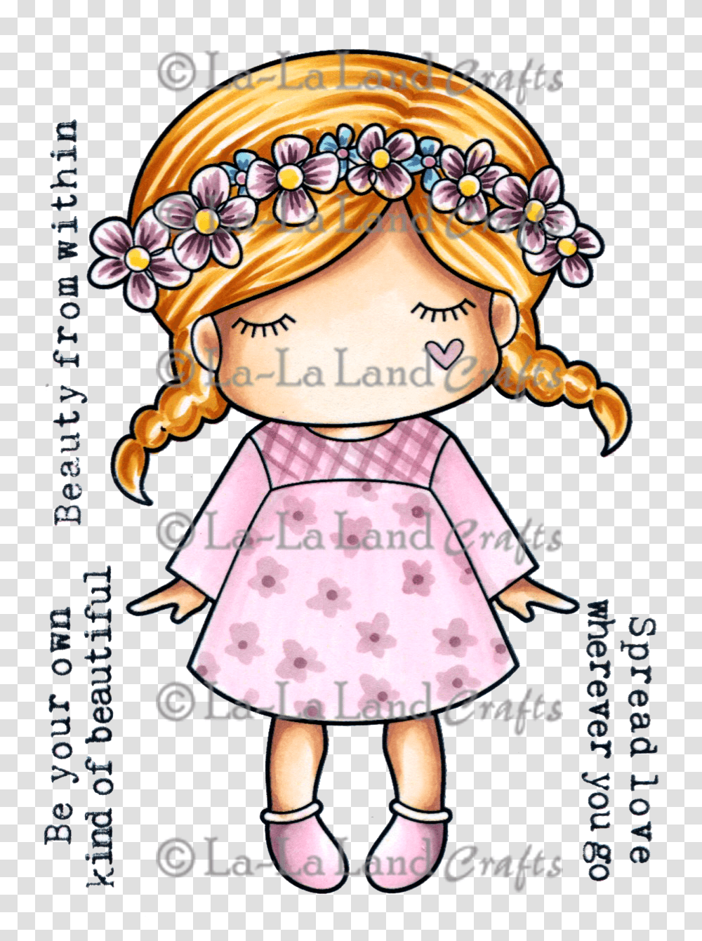 Flower Garland Paper Doll Marci Rubber Stamp Cartoon, Advertisement, Person, Human, Poster Transparent Png