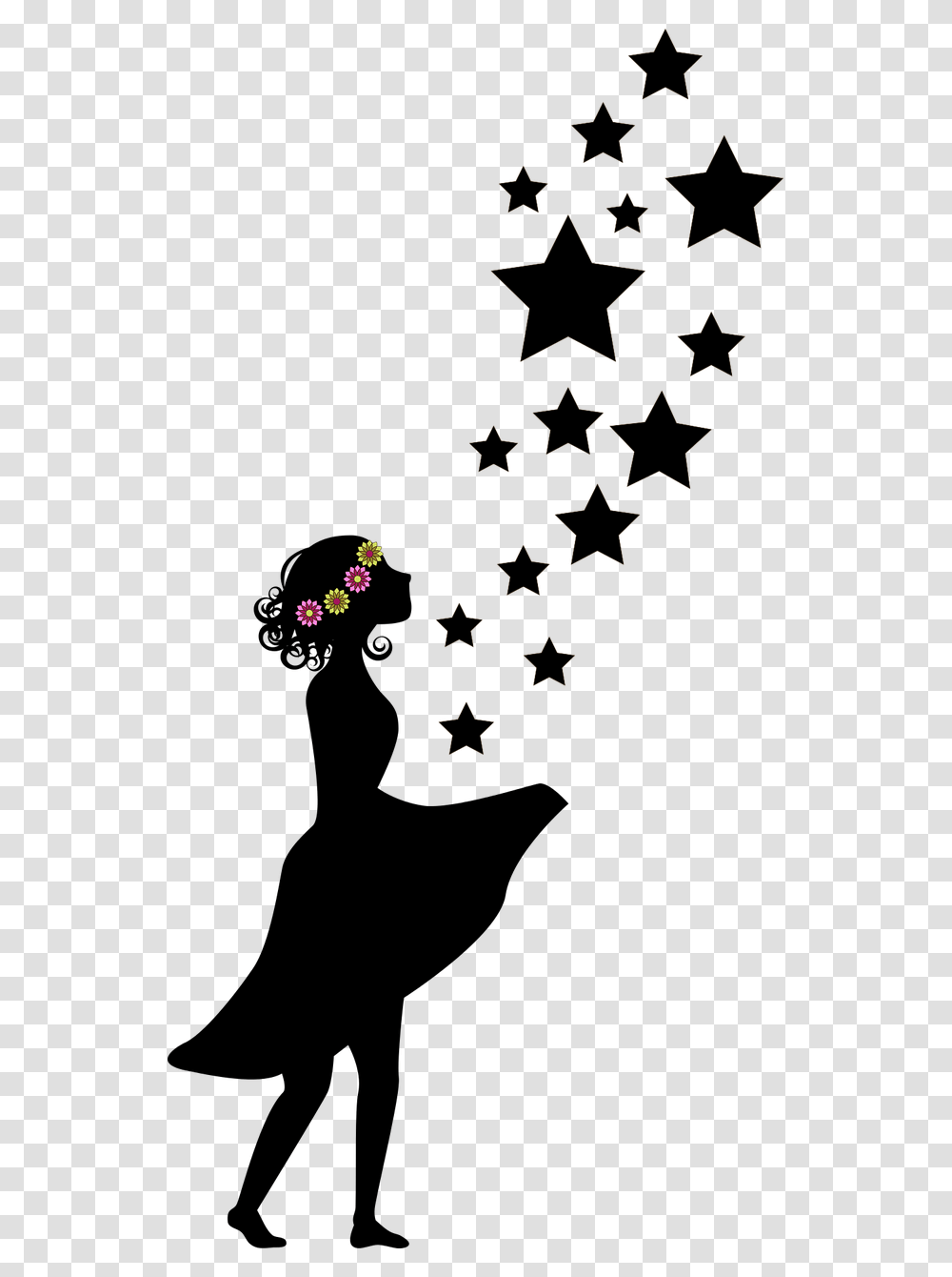 Flower Girl Sterntaler Girl Free Photo Blumenmdchen Silhouette, Star Symbol, Number Transparent Png