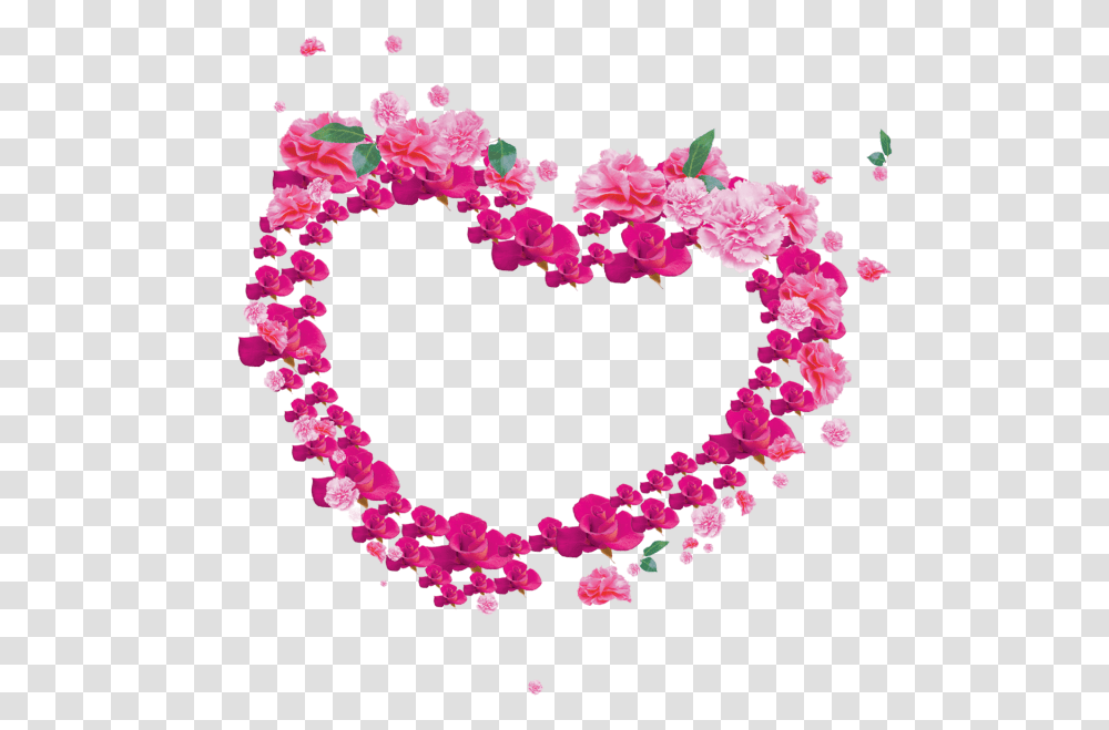 Flower Heart Frame And For Free Pink Heart Frame, Petal, Plant, Blossom Transparent Png