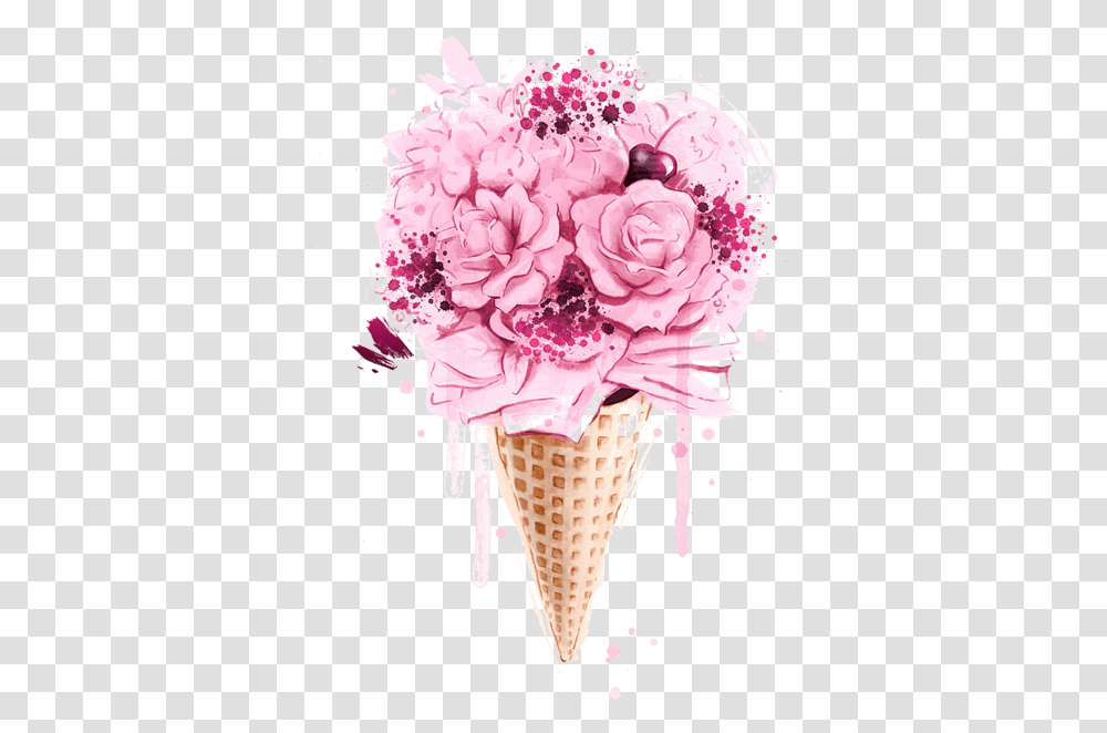 Flower Ice Cream Drawing, Plant, Dessert, Food, Creme Transparent Png