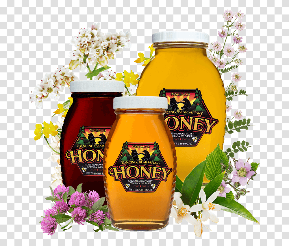 Flower, Jar, Honey, Food, Plant Transparent Png