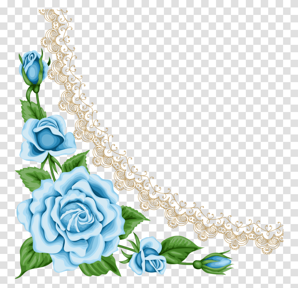 Flower Lace Blue Flower Border, Floral Design, Pattern Transparent Png