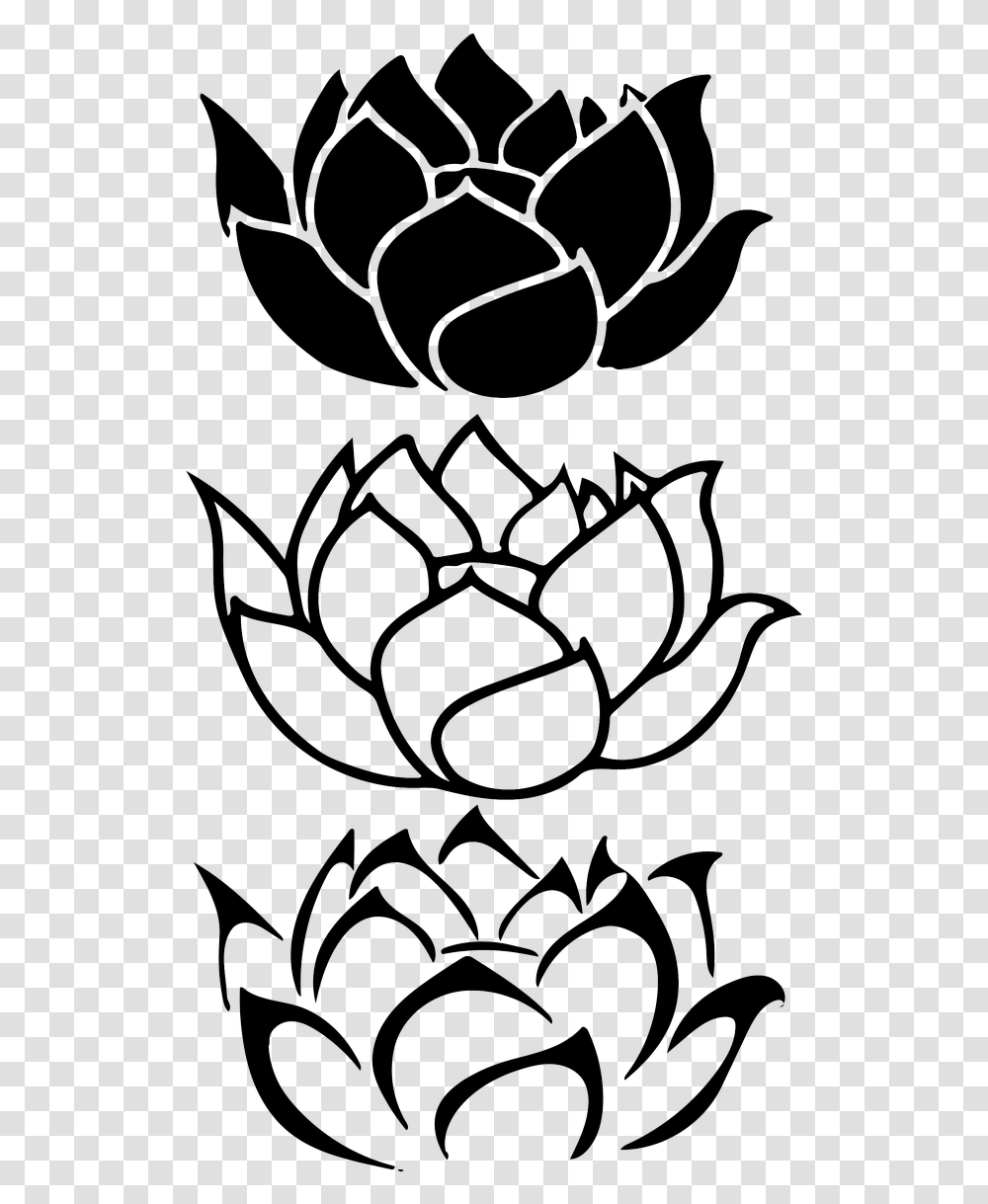 Flower Lotus Lotus Flower Free Picture Lotus Tattoo Designs Black And White, Stencil Transparent Png