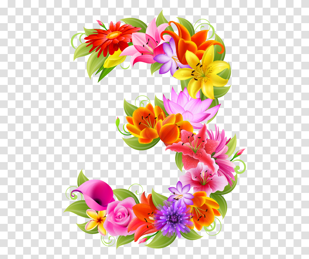 Flower Numbers Clipart, Floral Design, Pattern, Plant Transparent Png
