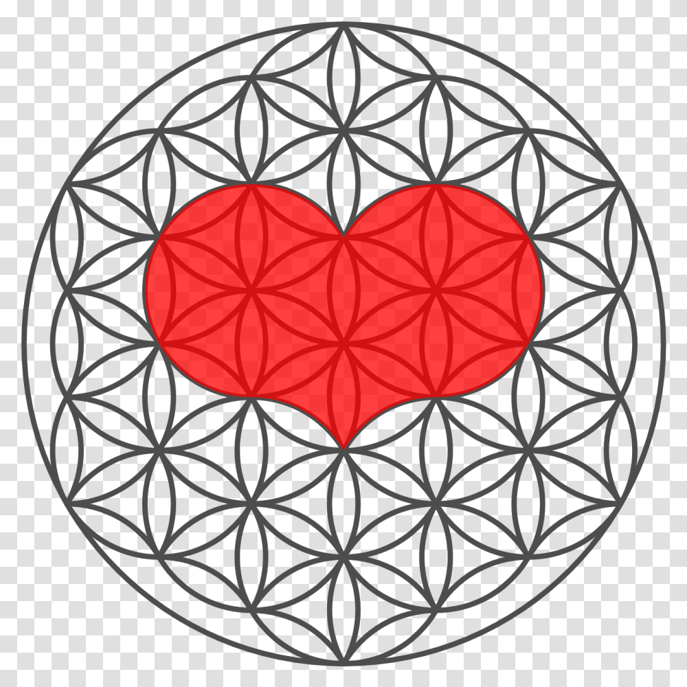 Flower Of Life Black And White, Rug, Heart, Star Symbol Transparent Png