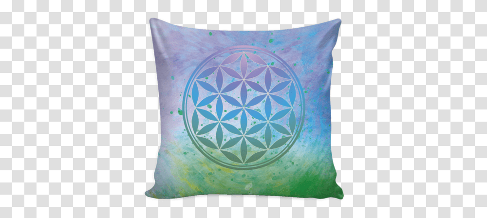 Flower Of Life Bluegreenpaint Pillow Cover Flower Of Life, Cushion, Rug Transparent Png