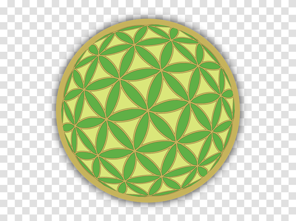 Flower Of Life Green And Gold Sacred Geometry, Pattern, Tennis Ball, Sport, Sports Transparent Png