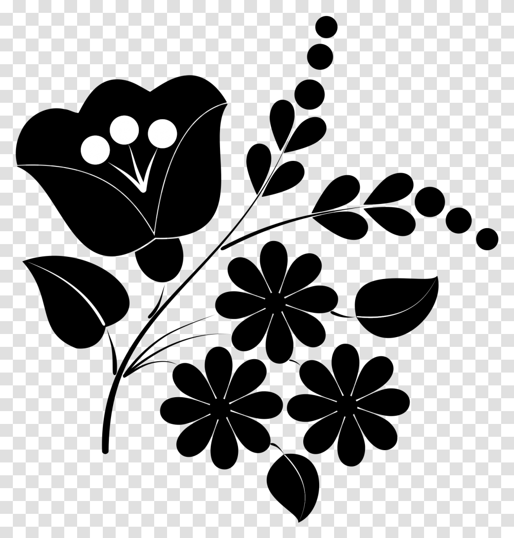 Flower Ornament Folk Art Clip Arts Folk Flower Black And White, Moon, Outer Space, Night, Astronomy Transparent Png