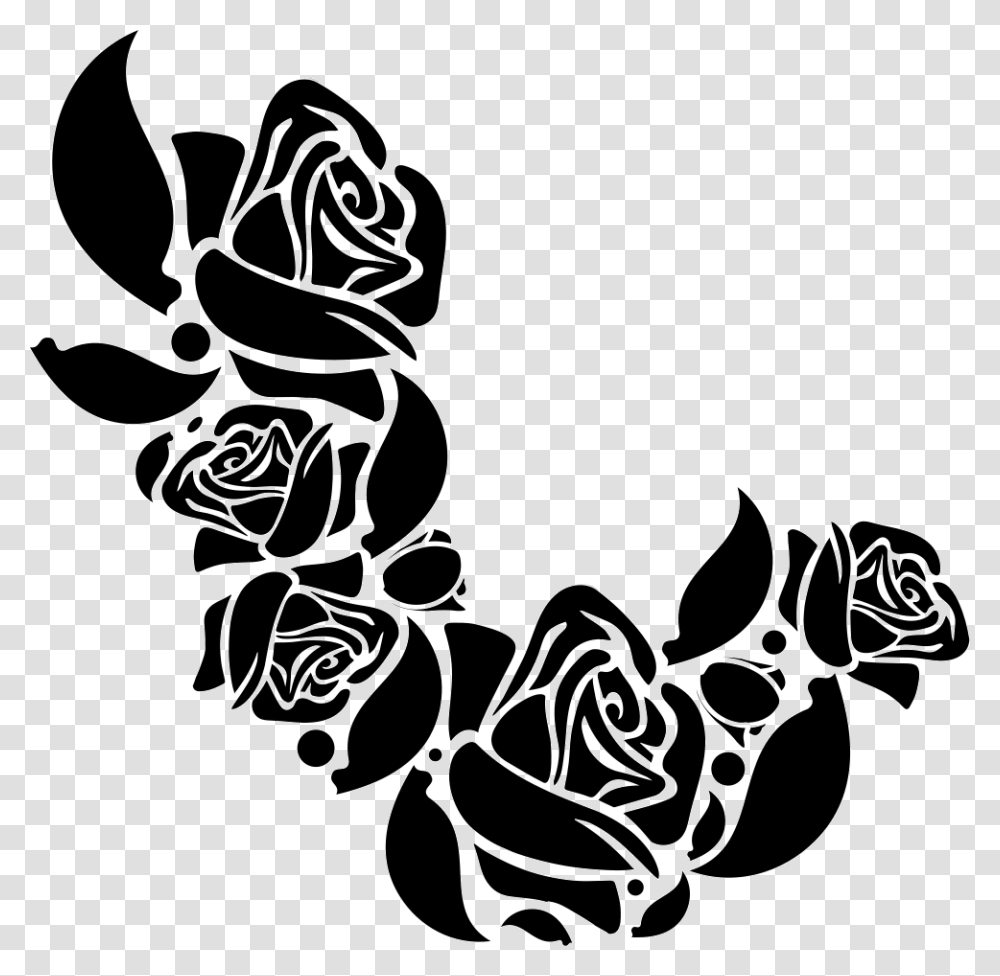 Flower Ornament Of Roses Roses Icon, Stencil, Silhouette Transparent Png