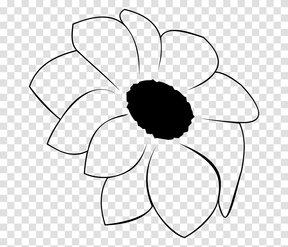 Flower Outline With Dark Center Rubber Stamp, Plant, Blossom, Daisy, Daisies Transparent Png