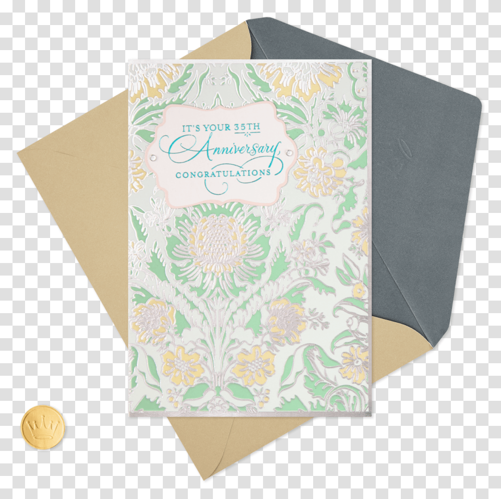 Flower Pattern 35th Anniversary Card, Envelope, Mail, Greeting Card Transparent Png
