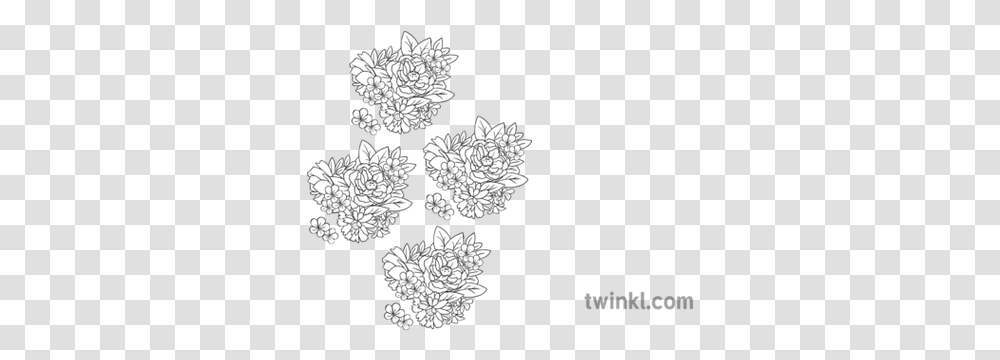 Flower Pattern English Dress Secondary Bw Rgb Floral, Graphics, Art, Snowflake, Floral Design Transparent Png