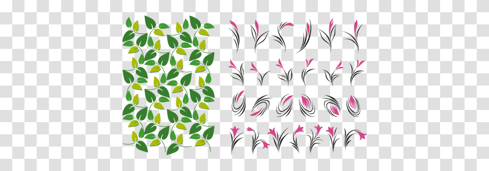 Flower Pattern Leaves And Flowers Clipart, Graphics, Floral Design, Plant, Blossom Transparent Png