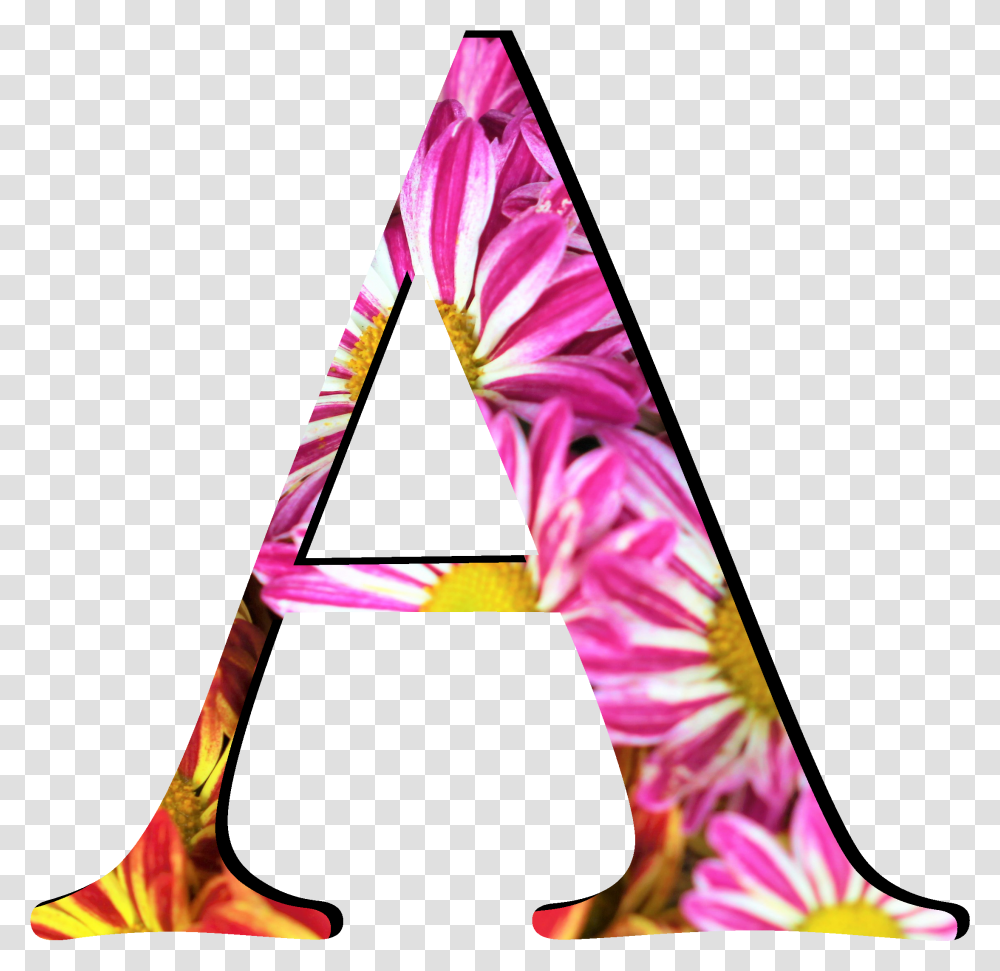 Flower Pattern Letters A, Triangle, Cone, Apparel Transparent Png