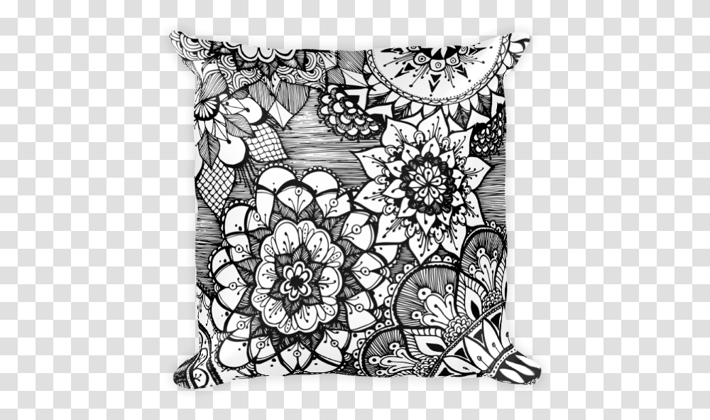 Flower Pattern Square Pillow Wolff Designshop Decorative, Cushion, Rug, Doodle, Drawing Transparent Png