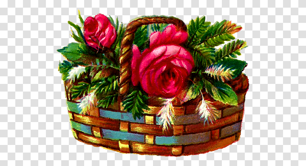 Flower Rose Basket Illustration Digital Flower In The Basket Clipart, Plant, Blossom, Flower Arrangement, Flower Bouquet Transparent Png