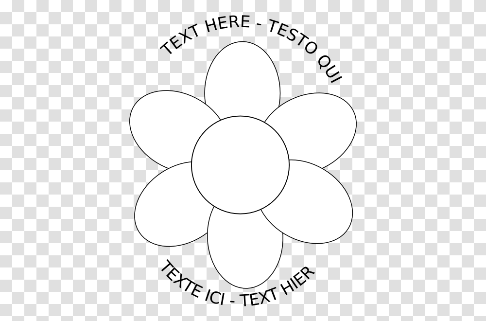 Flower Six Petals Black Outline With Upper And Lower Text Big Flower With 6 Petals, Pattern, White, Texture, Lamp Transparent Png