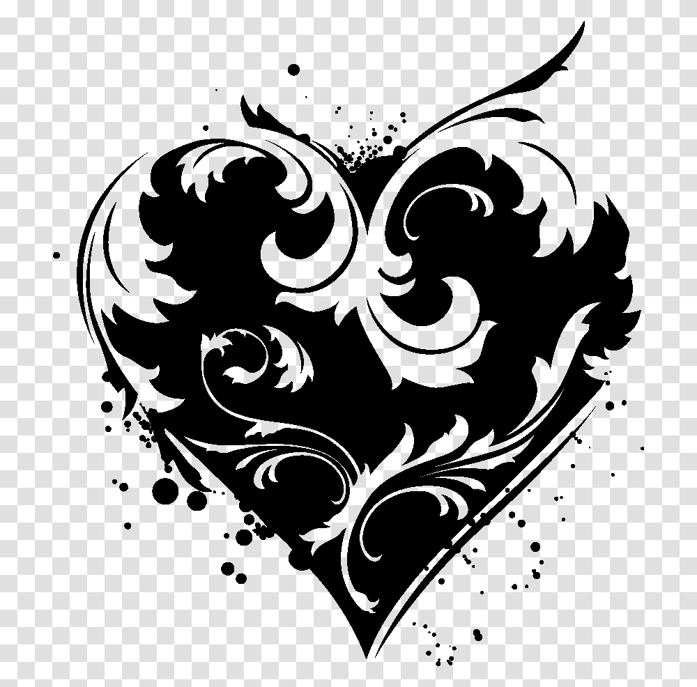 Flower Tattoo Clipart Clipart Stock Heart Black Heart, Gray, World Of Warcraft Transparent Png