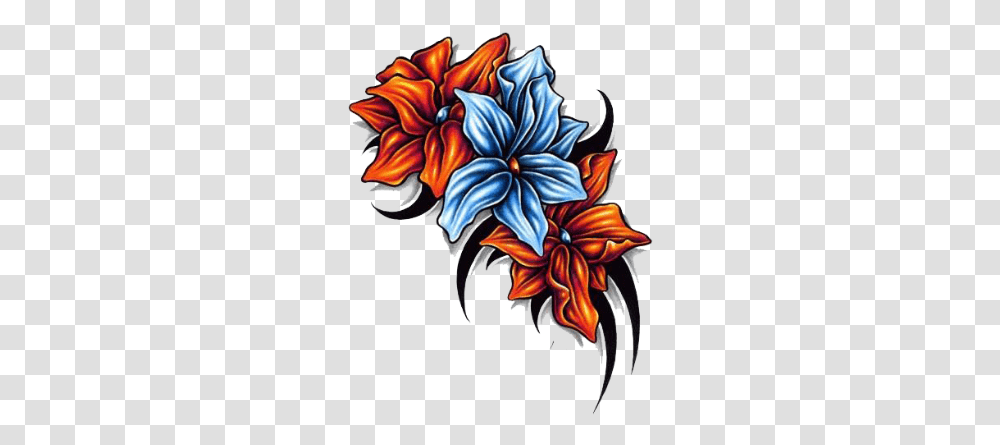 Flower Tattoo Image Color Flower Tattoo, Graphics, Art, Floral Design, Pattern Transparent Png