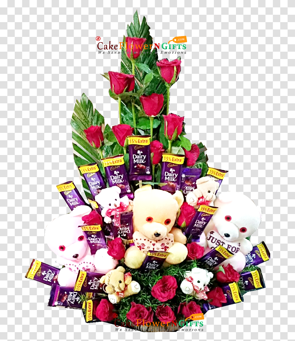 Flower Teddy Chocolate Bouquet Cakeflowerngiftscom Chocolate Bouquet, Plant, Blossom, Toy, Flower Bouquet Transparent Png