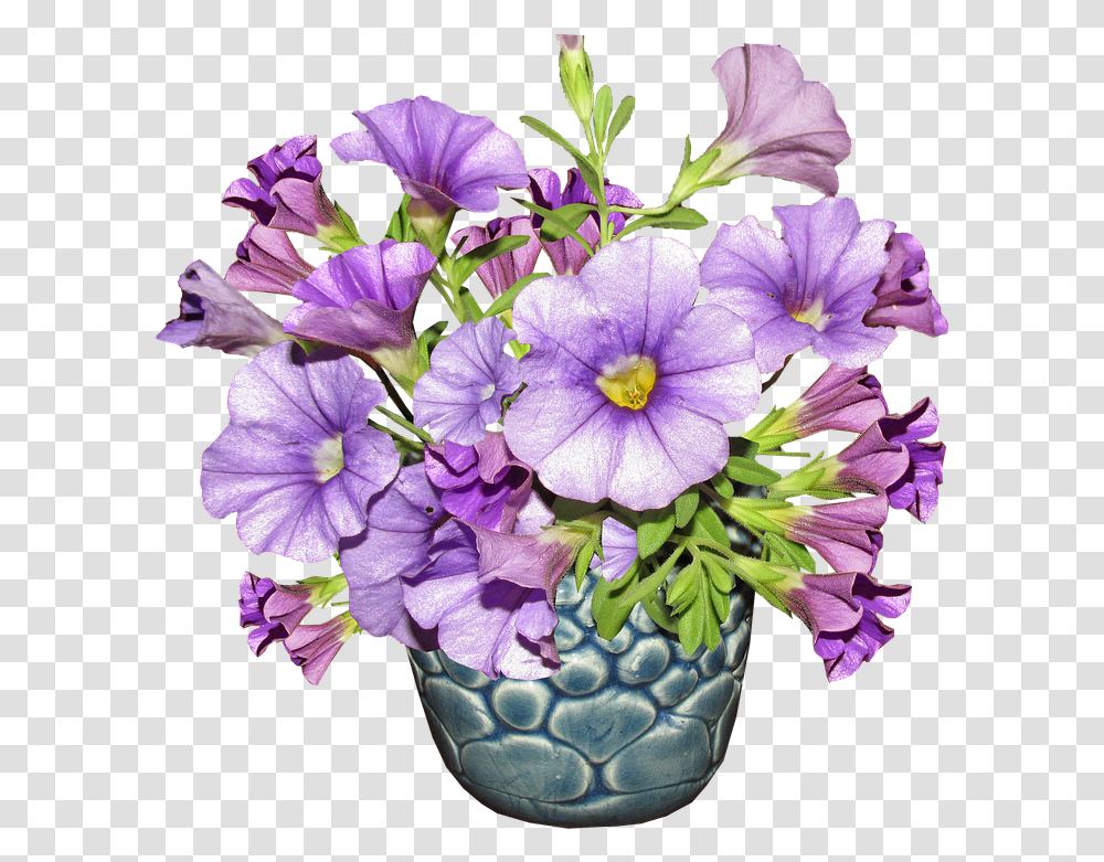Flower Vase Arrangement Purple Flowers In Vase, Plant, Blossom, Geranium, Flower Arrangement Transparent Png