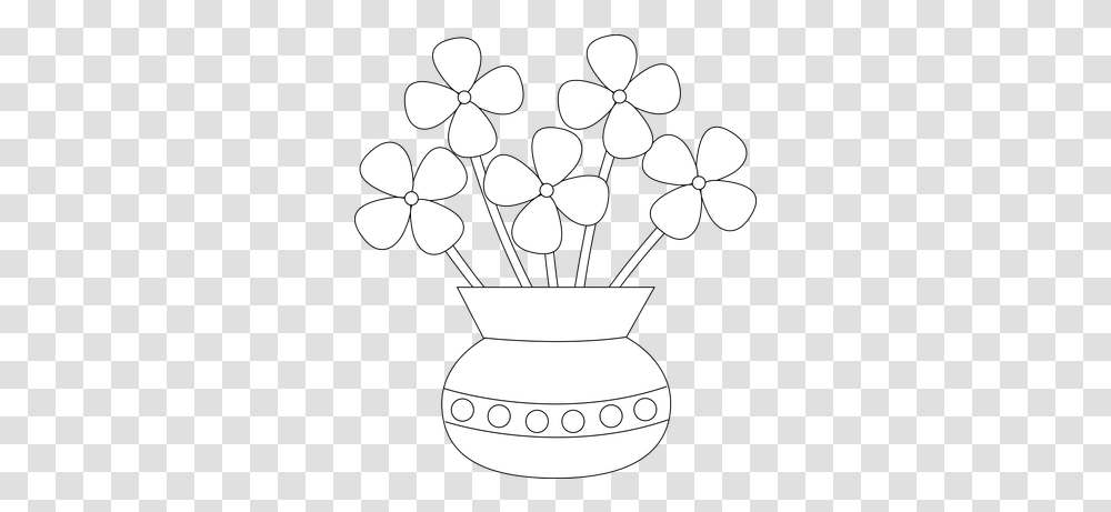 Flower Vase Black And White Happy Mothers Day Grandma Coloring Pages, Lamp, Plant, Blossom, Stencil Transparent Png