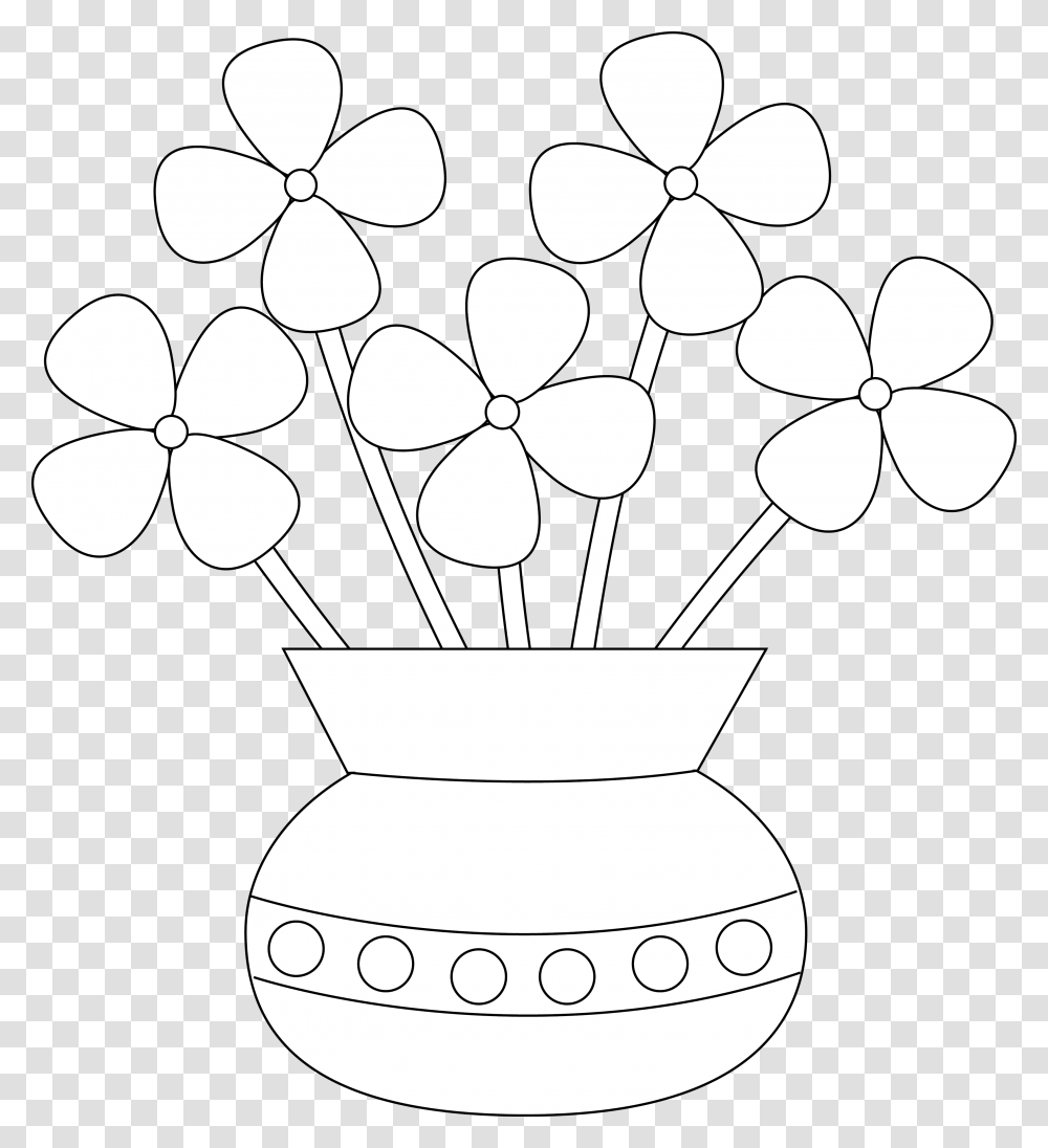 Flower Vase Clipart Black And White Picture Black And Easy Flower Vase Drawing For Kids, Pillow, Cushion, Doodle, Plant Transparent Png