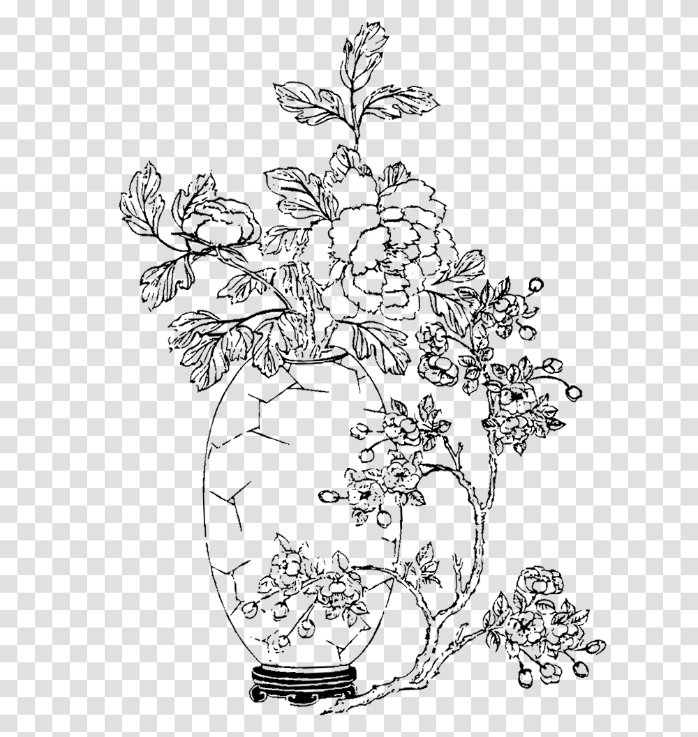 Flower Vase Drawing Flowers In Vase Drawing, Snowflake, Pattern, Fractal, Ornament Transparent Png