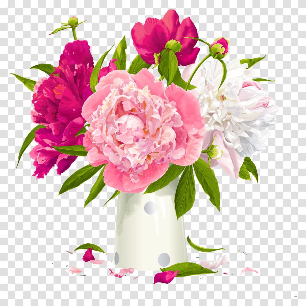 Flower Vases With Flowers Clipart Group Vase Of Flowers Clipart, Plant, Blossom, Peony, Flower Arrangement Transparent Png