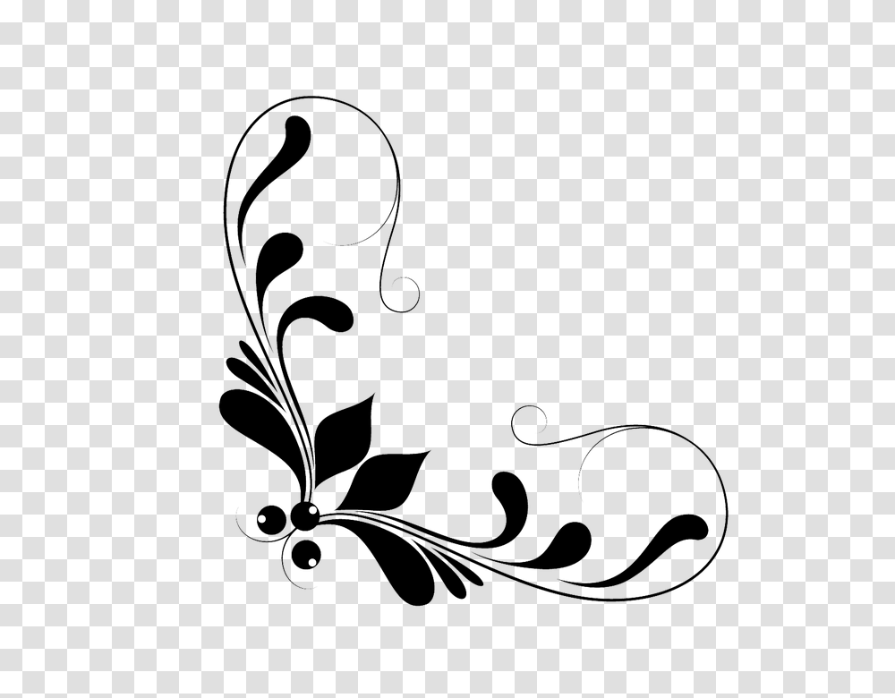 Flower Vector Black And White Corner, Floral Design, Pattern Transparent Png