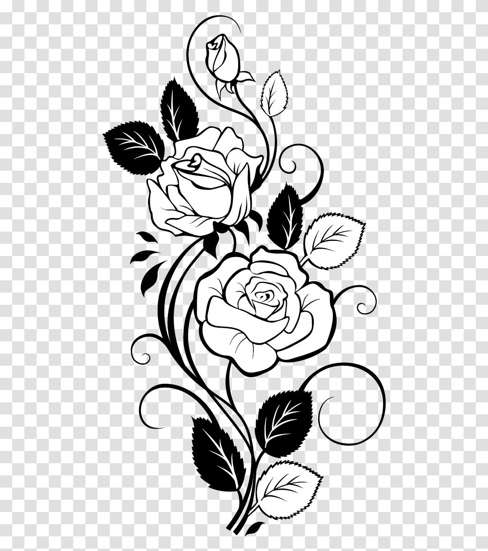Flower Vine Art Black And White Flowers, Plant, Rose, Blossom, Graphics Transparent Png