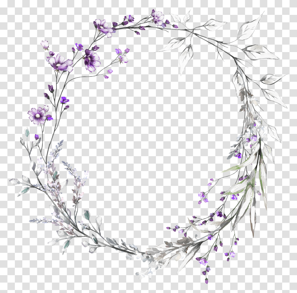 Flower Watercolor Drawing Wreath Full Lavender Drawing Transparent Png