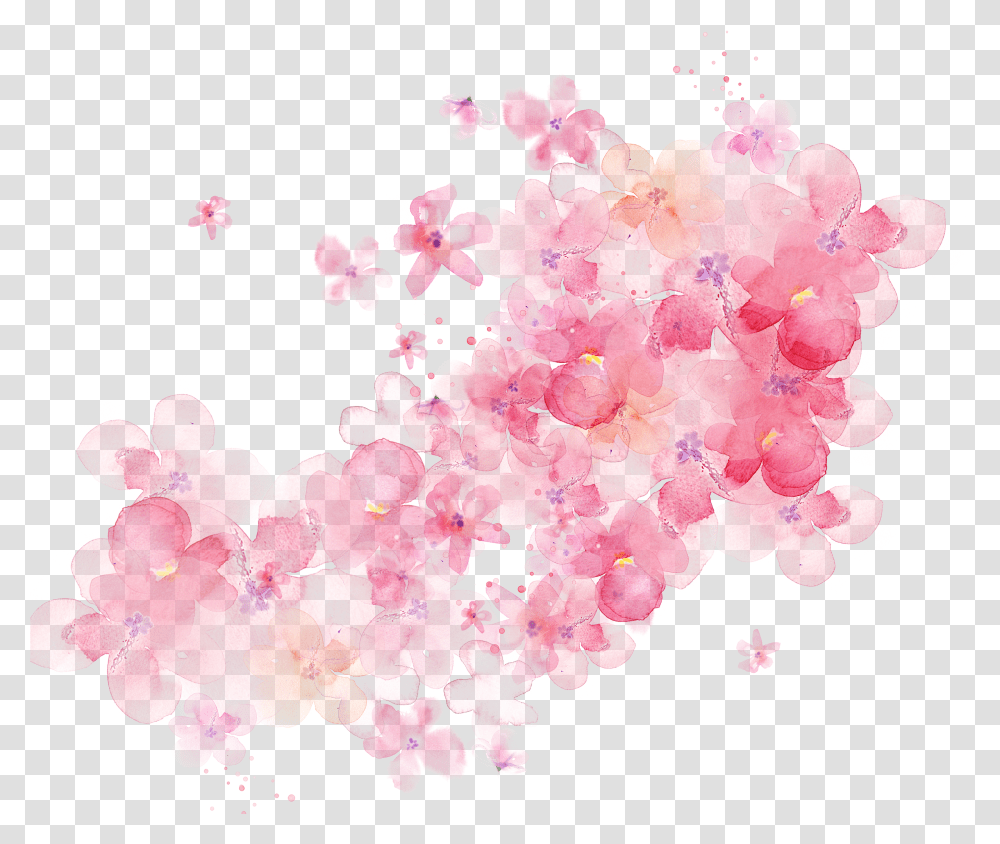 Flower Watercolor Painting Flowers Shading Pink Transparent Png