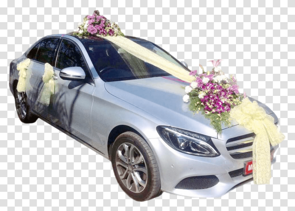 Flower Wedding Car Decoration, Plant, Vehicle, Transportation, Flower Arrangement Transparent Png