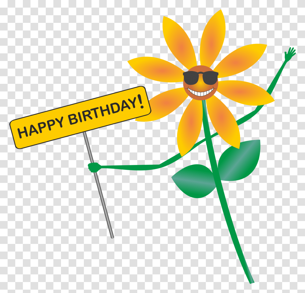 Flower With Banner Happy Birthday Happy Wishes To Father, Plant, Pollen, Graphics, Art Transparent Png