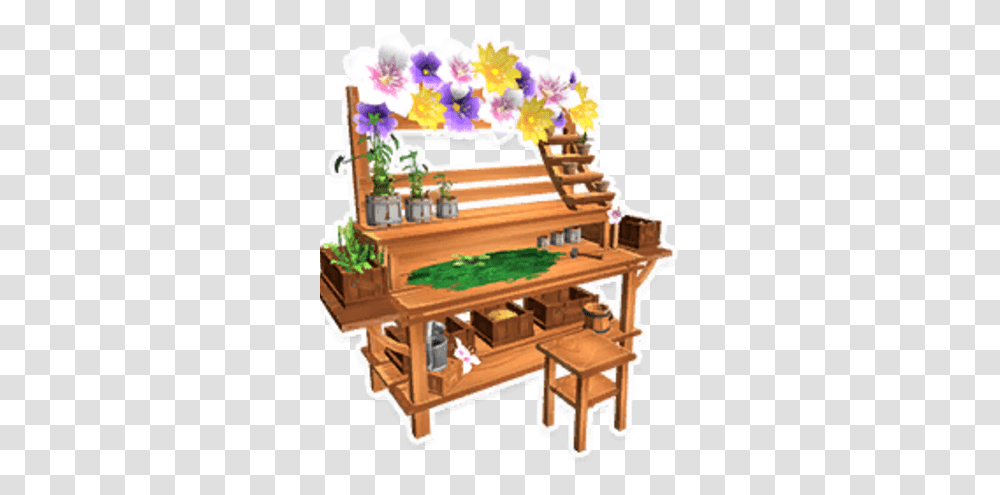 Flower Workbench Garden Paws Wiki Fandom Bench, Wood, Furniture, Table, Hardwood Transparent Png