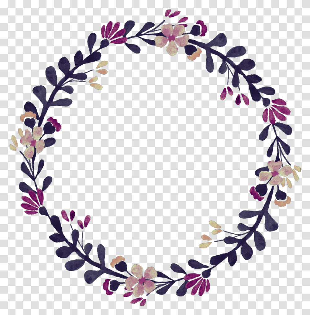Flower Wreath Clipart Frame Flower Purple, Floral Design, Pattern, Plant Transparent Png