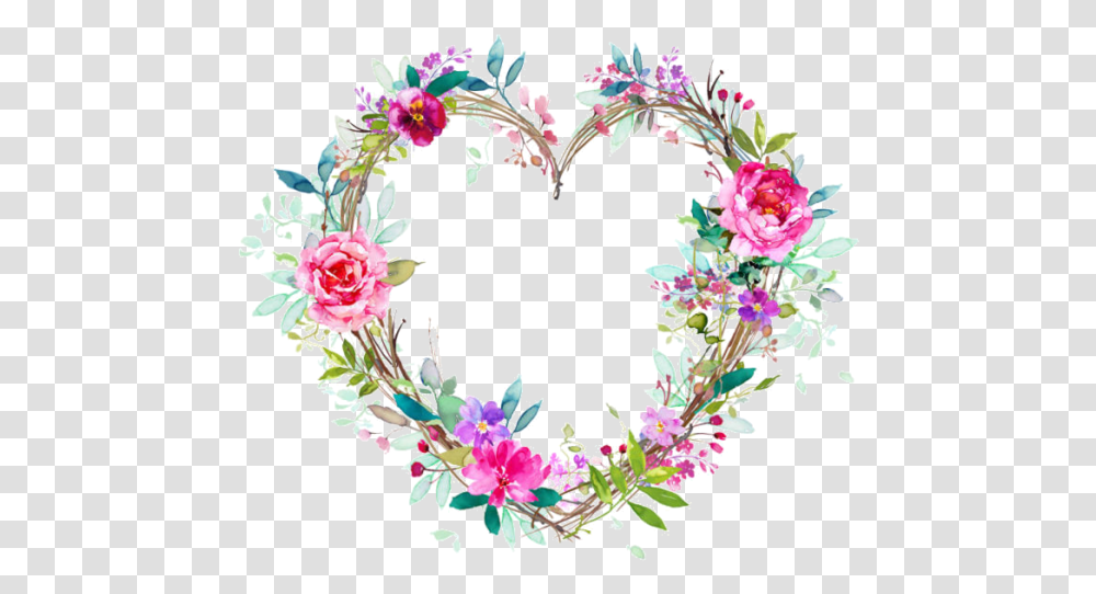 Flower Wreath Heart, Floral Design, Pattern, Plant Transparent Png