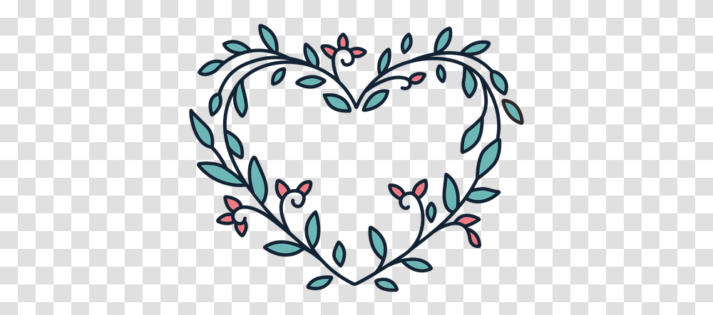 Flower Wreath Small Leaves Hand Drawn Heart, Graphics, Floral Design, Pattern Transparent Png