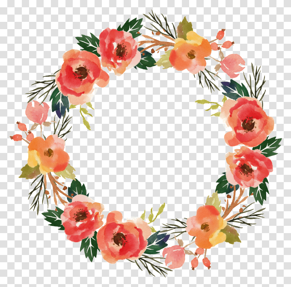 Flower Wreath Watercolor Circle Water Color Flower, Plant, Blossom, Floral Design, Pattern Transparent Png