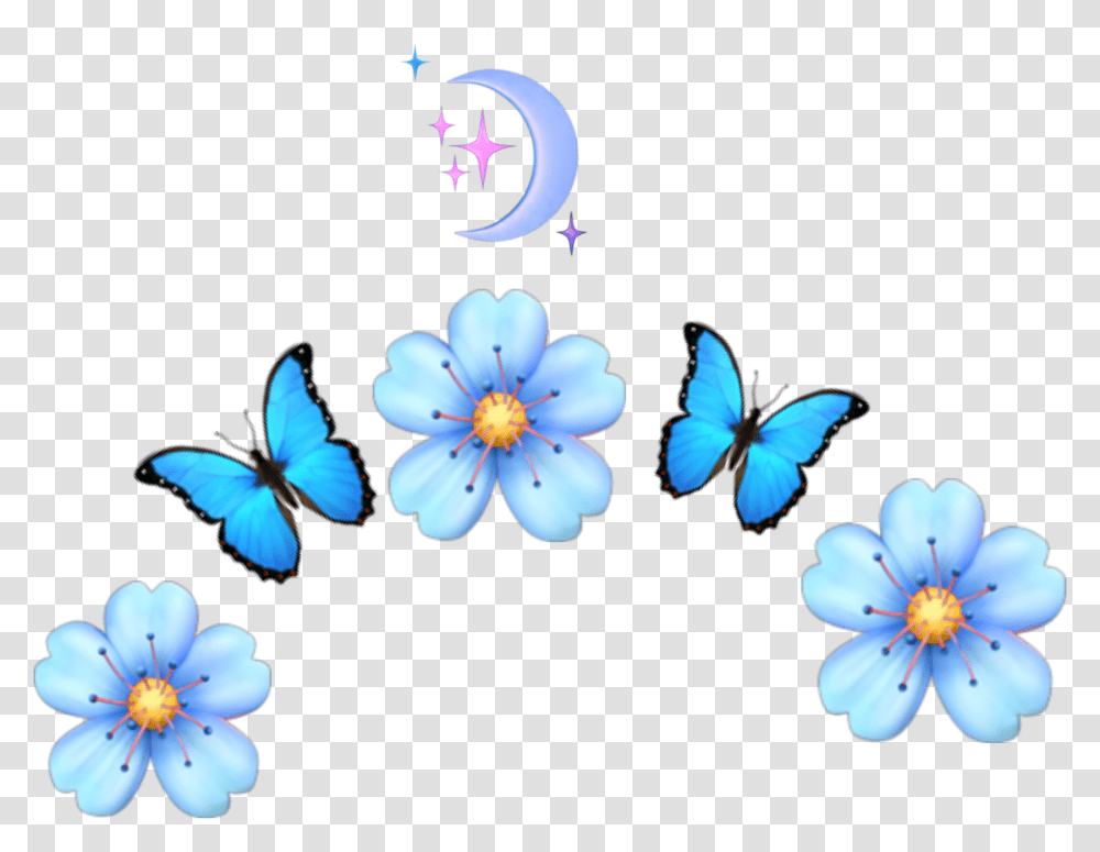 Flowercrown Emojicrown Flower Summer Emoji Blue Swallowtail Butterfly, Anther, Plant, Pollen, Petal Transparent Png