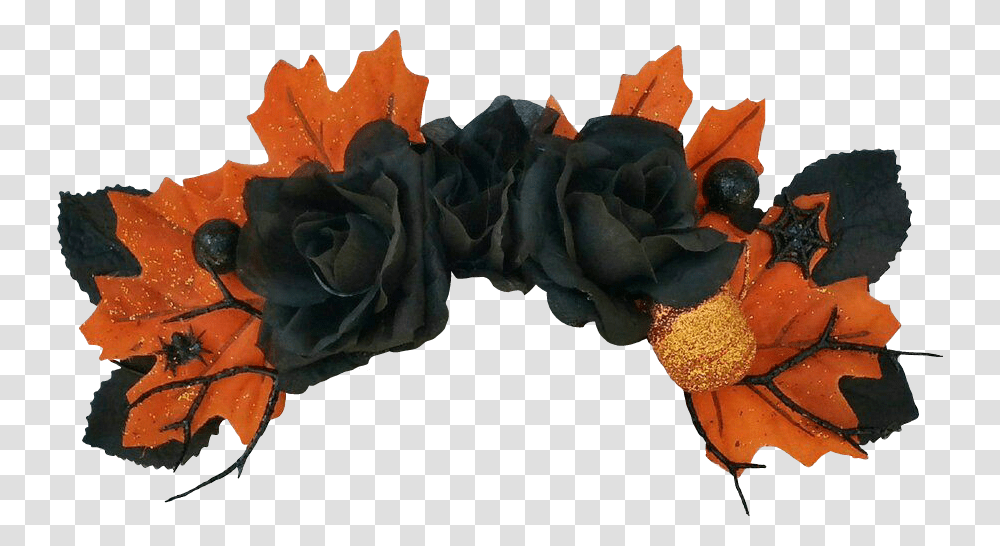 Flowercrown Halloween Crown Coronadeflores Orange And Black Flower Crown, Leaf, Plant, Apparel Transparent Png