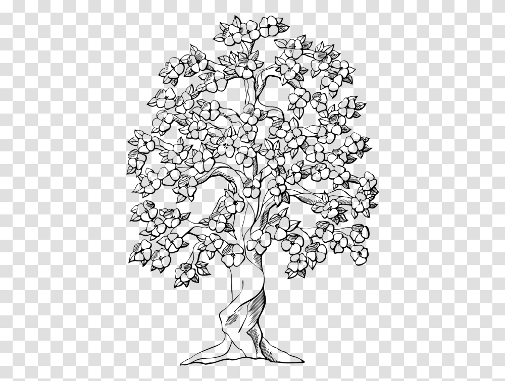 Flowering Tree Cherry Blossoms Apple Blossoms Drawings Of Trees With Flowers, Outdoors, Nature, Astronomy, Outer Space Transparent Png