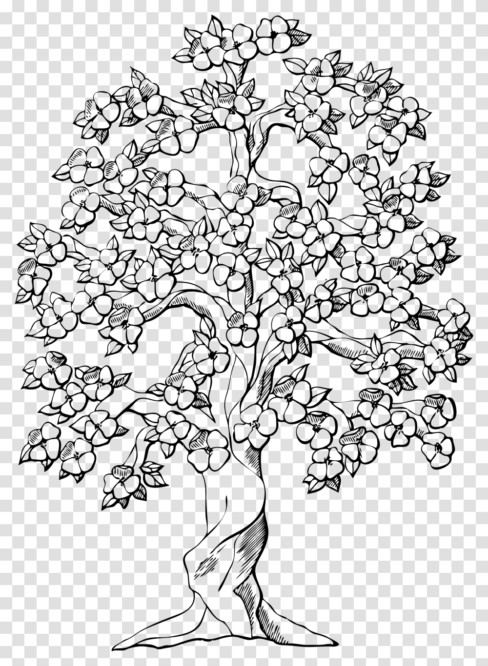 Flowering Tree Clip Arts Drawings Of Trees With Flowers, Gray, World Of Warcraft Transparent Png