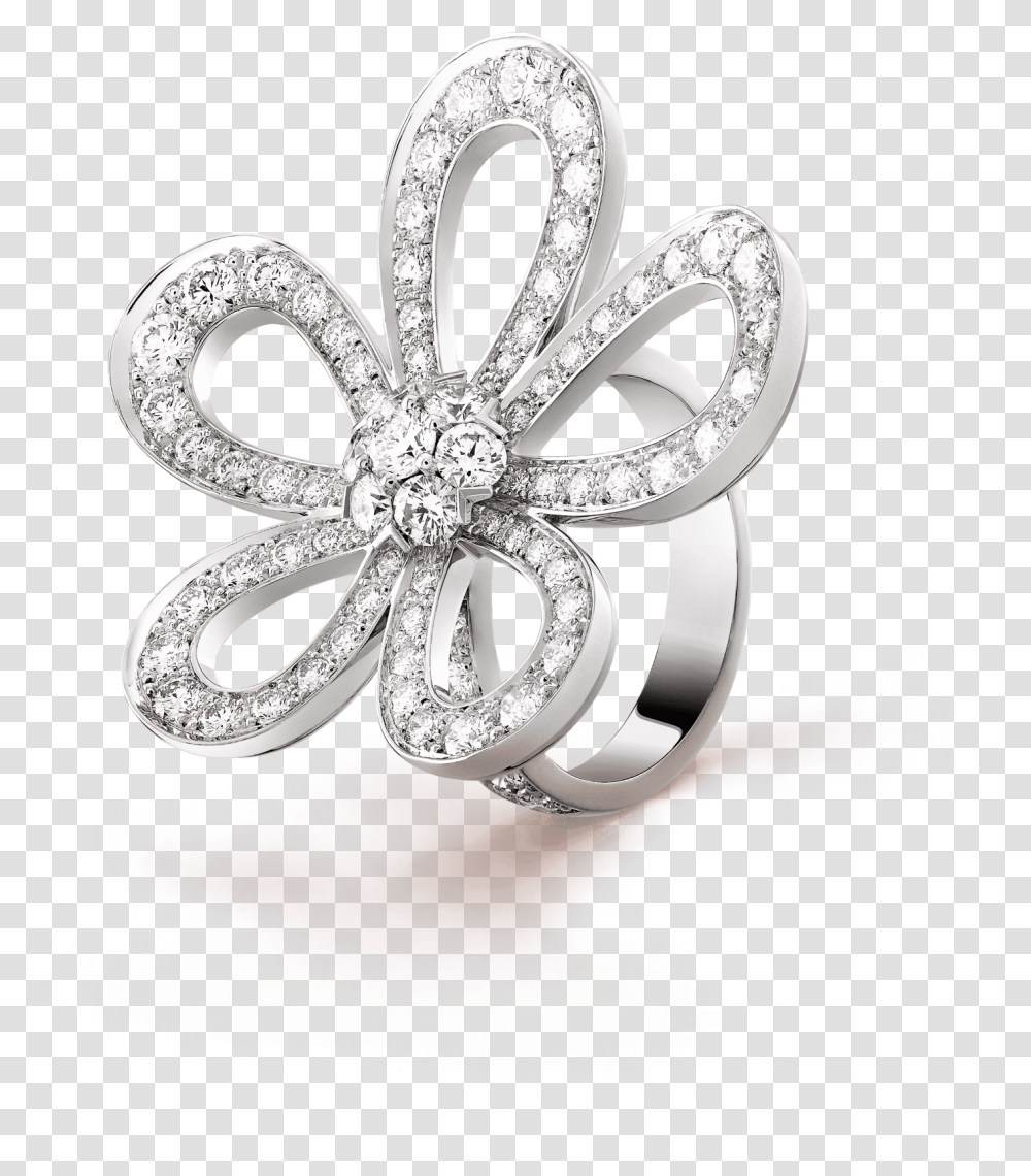 Flowerlace Ring 3 4 View Van Cleef Body Jewelry, Accessories, Accessory, Brooch, Diamond Transparent Png