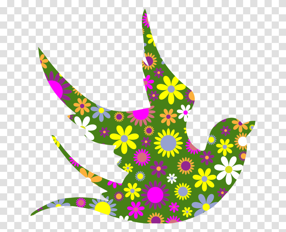 Flowerleafarea Dove With Flowers Clipart, Pattern, Animal, Sea Life Transparent Png