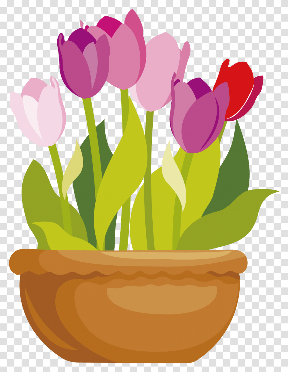 Flowerpots Clipart Pink Flower Pot Clipart, Plant, Blossom, Tulip, Flower Bouquet Transparent Png