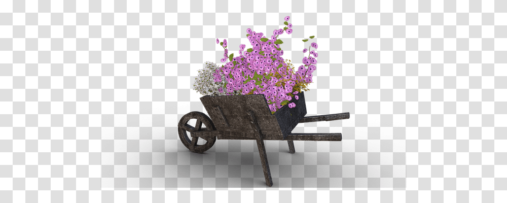 Flowers Nature, Wheelbarrow, Vehicle, Transportation Transparent Png