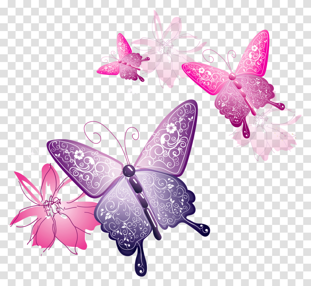 Flowers And Butterflies, Plant, Purple Transparent Png